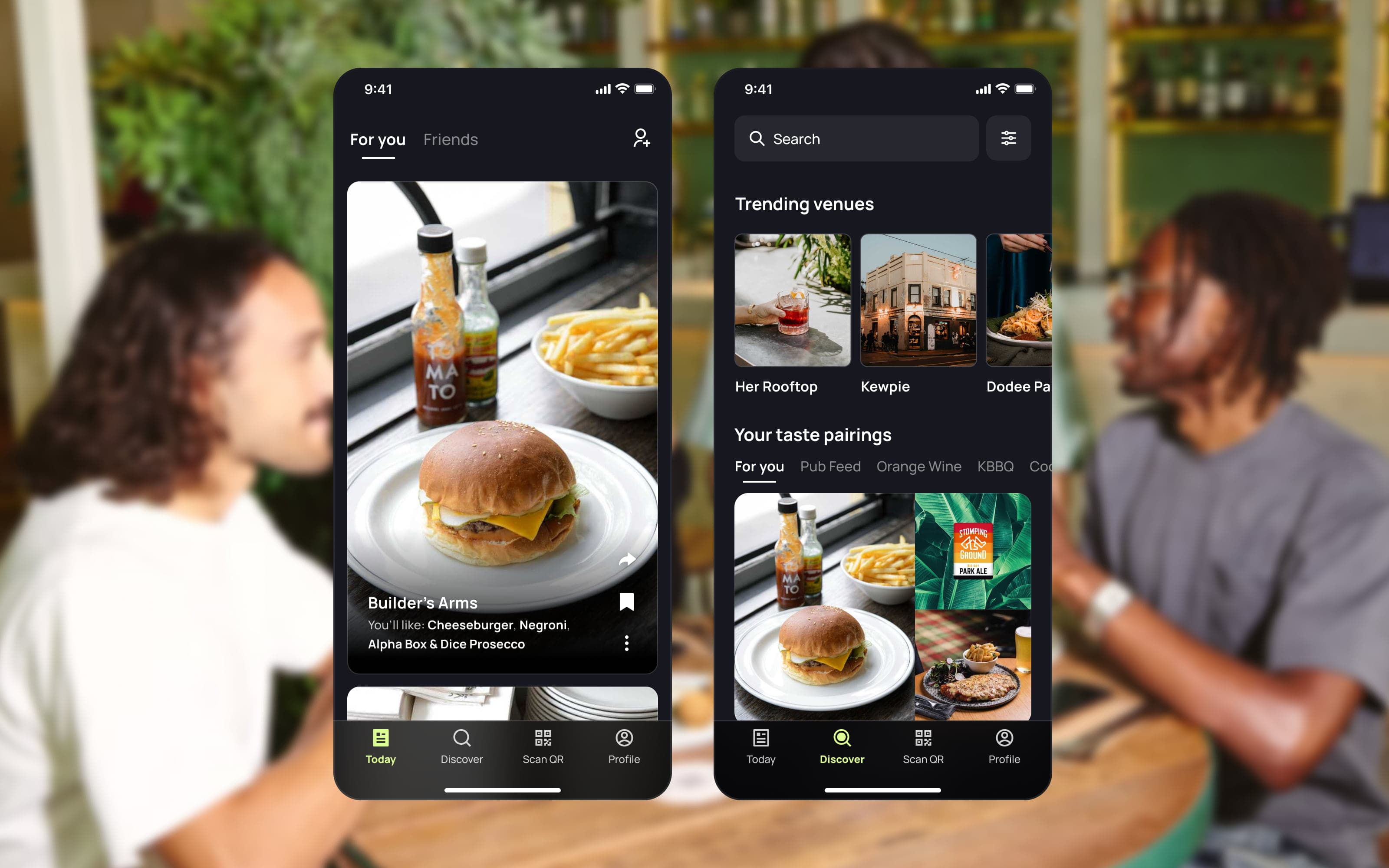 Concept screens for the me&u consumer app